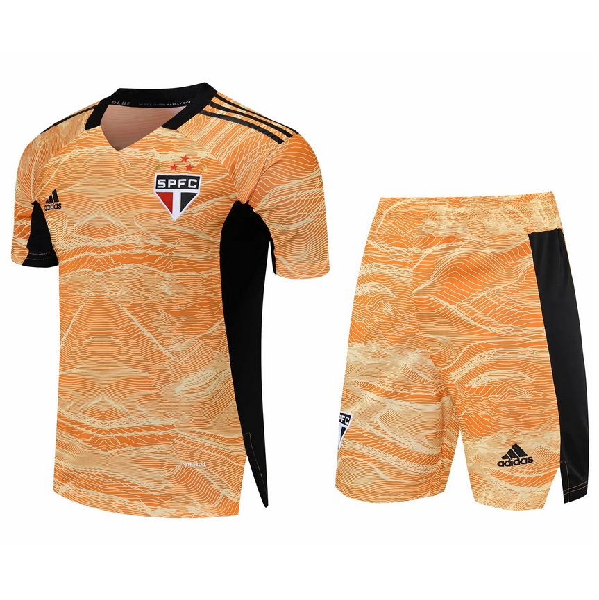 2021/22 Sao Paulo Gaolkeeper Orange Soccer Kits Shirt with Shorts